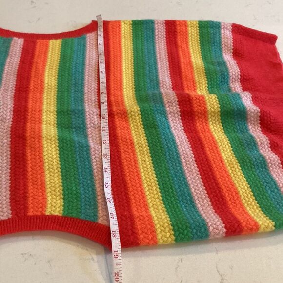 Jumper Cashmere Rainbow Bright Striped Kidcore Candyland knit Sweater Vest Med - Picture 4 of 7